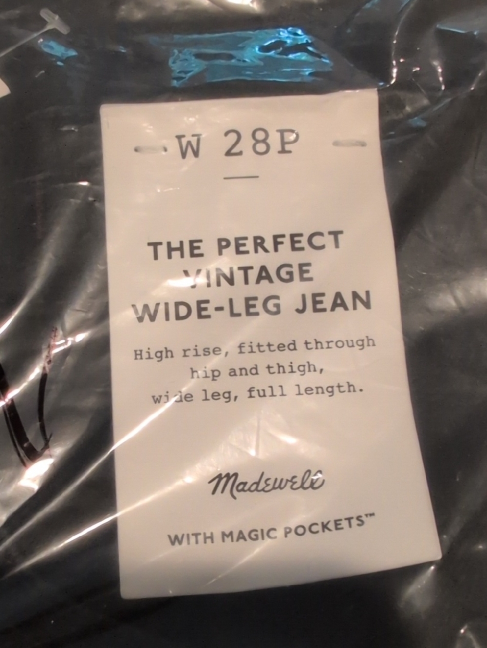 Madewell The Petite Perfect Vintage Wide-Leg Jean NM902 Size 28P NWT Black - Picture 8 of 9
